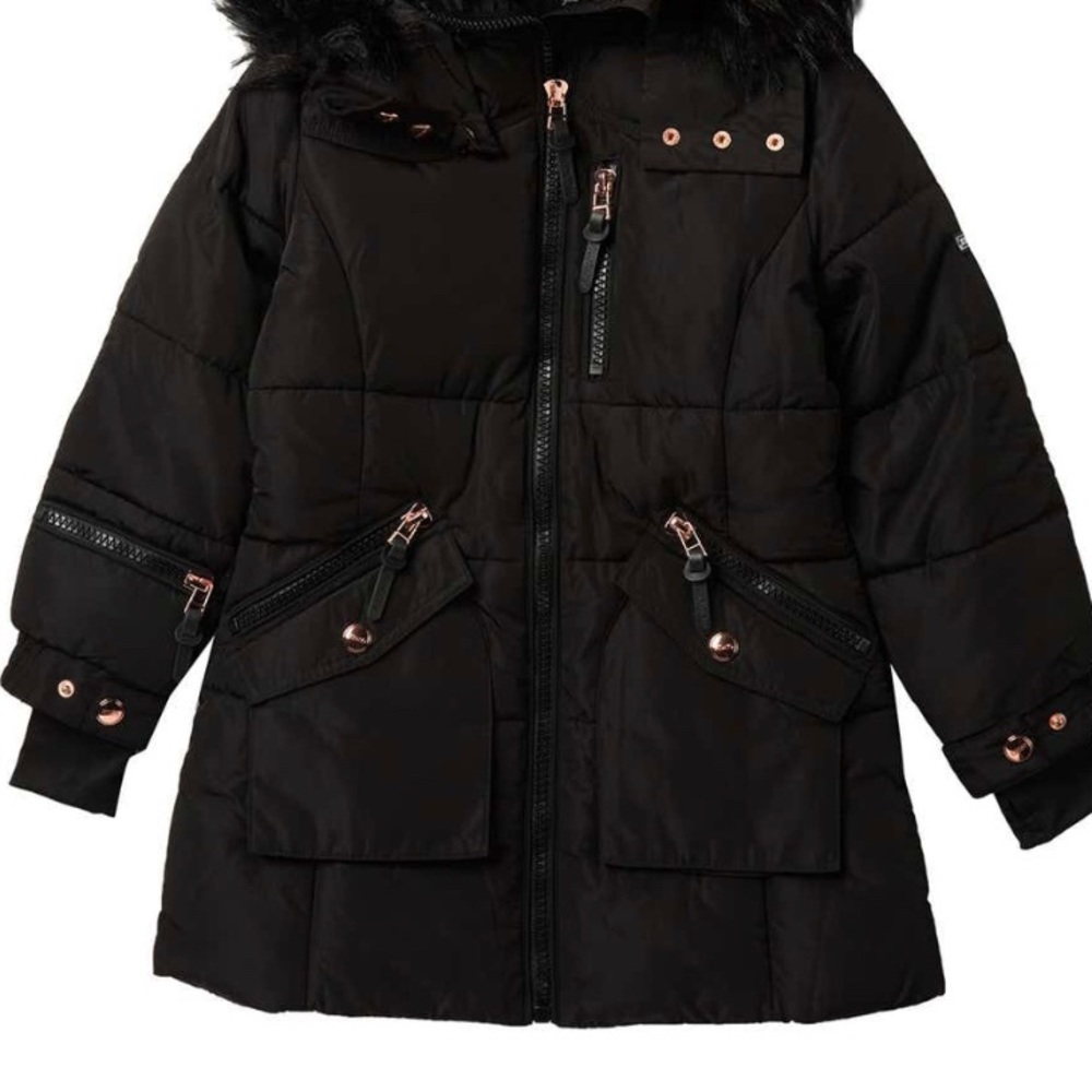 Hooded Puffer Jacket w/ removable Faux Fur Hood